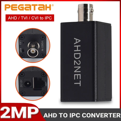 PEGATAH AHD/TVI/CVI Fuente de señal Convertidor de cámara analógica a IP 2MP 1080P Full HD, protocolo ONVIF, salida RJ45 para sistemas NVR
