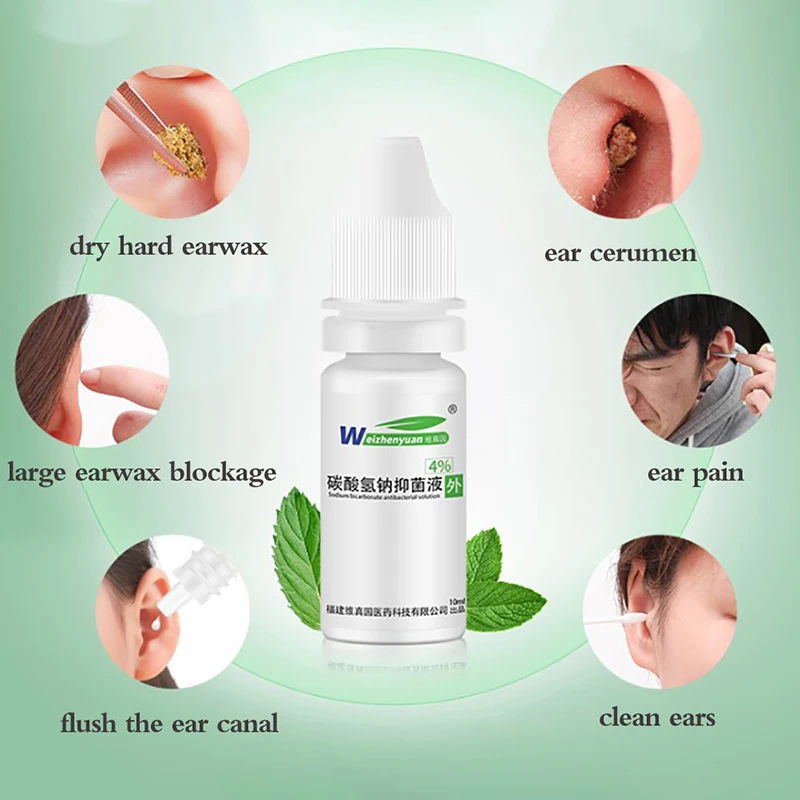 10ml Ear Drops Human Use Sodium Bicarbonate Softening Earwax Hard Cleaner Washing Liquid Remove Acute and Chronic Otitis