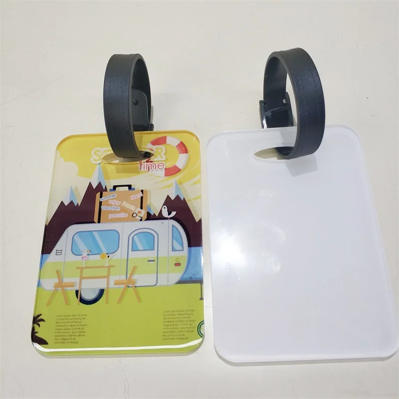 10pcs Luggage Tag Sublimation DIY White Blank Acrylic Rectangle Transparent Travel Baggage Tags