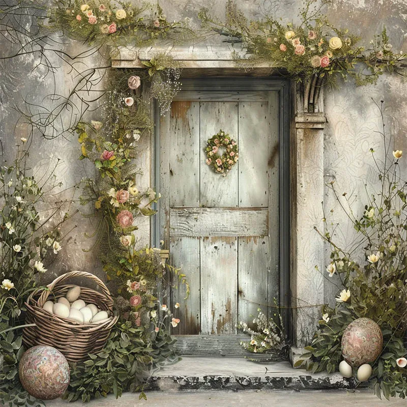 Mehofond винтажный пасхальный фон для фотосъемки, детский день рождения, вечеринка, цветочная дверь, весеннее яйцо, декор для передней двери, фон для фотозоны