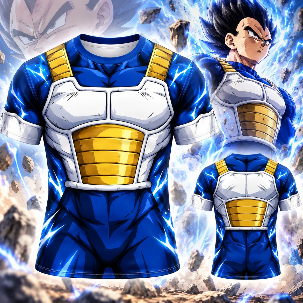 Vegeta Dragon Ball Graphic T Shirt Men Adult Anime Saiyan Armor Costume Print Short Sleeve Casual Streetwear Top