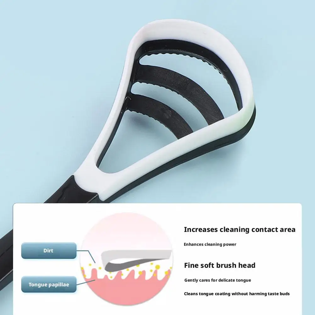 Silicone Tongue Scraper With Ergonomic Handle Double-sided Fresher Breath Tongue Cleaning Brush Oral Hygiene Tool