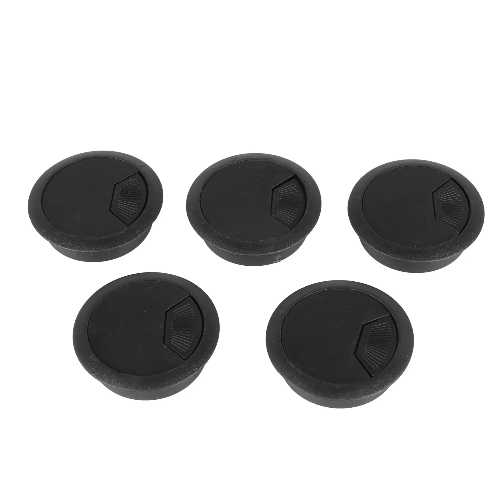 5 Pcs Black 70mm Dia Round Plastic Cable Hole Covers for Computer