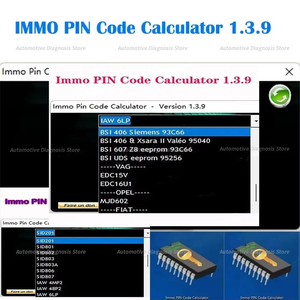 Калькулятор контактного кода IMMO V1.3.9 2021. для Psa Opel Fiat Vag