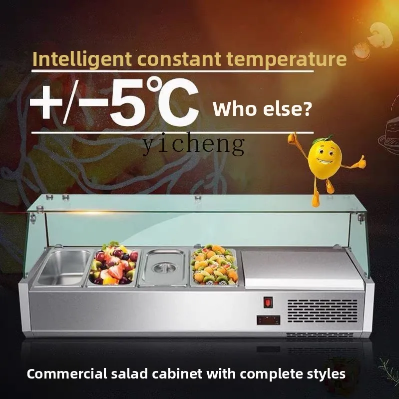 

TQH Desktop Refrigerated Fresh Salad Pizza Display Cabinet Fruit Fishing Operator Sprinkler Dessert Glass Freezer