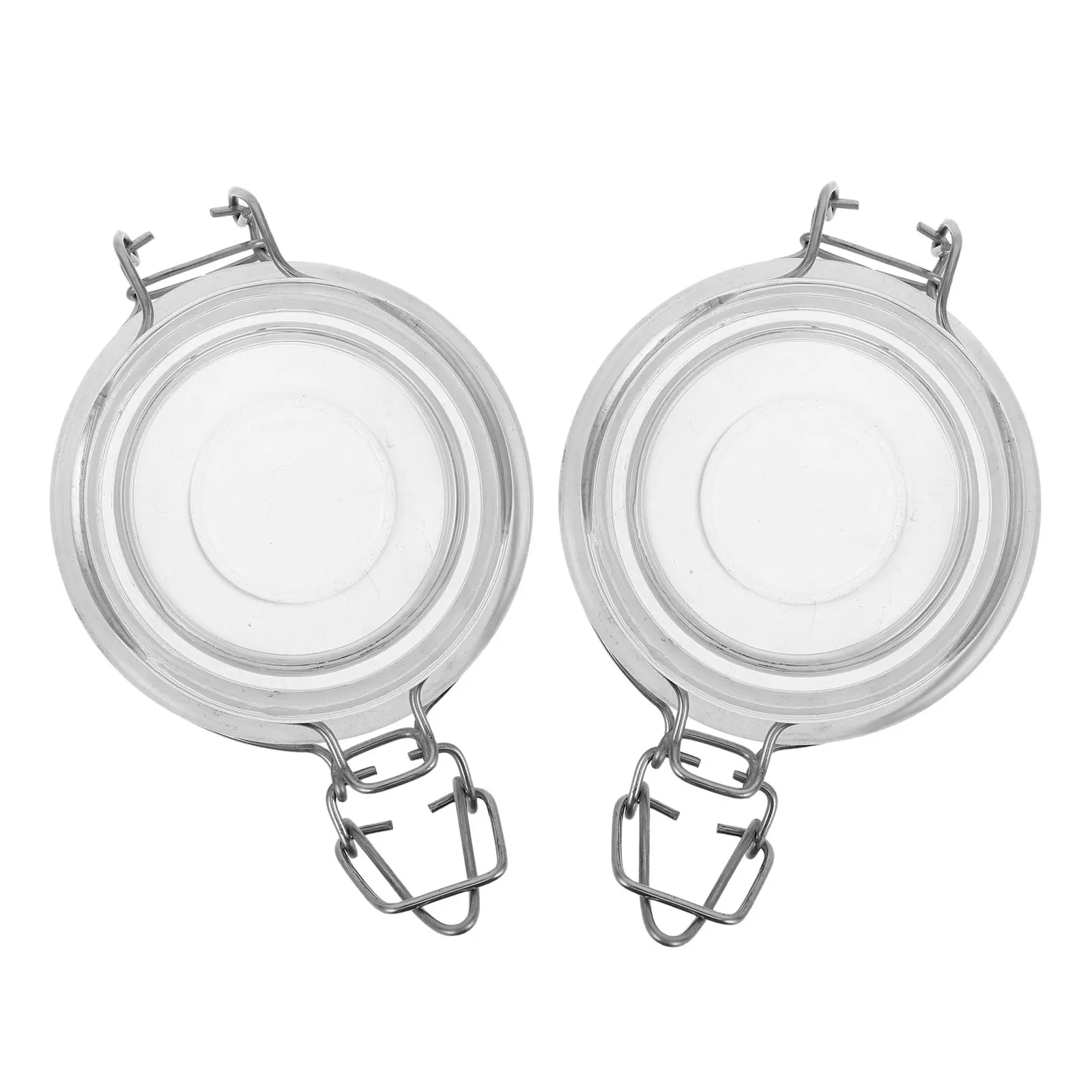 2Pcs Storage Jar Parts Glass Airtight Lids Lock Clamp Silicone Seal Replacement Jar Covers for Pickling Fermenting