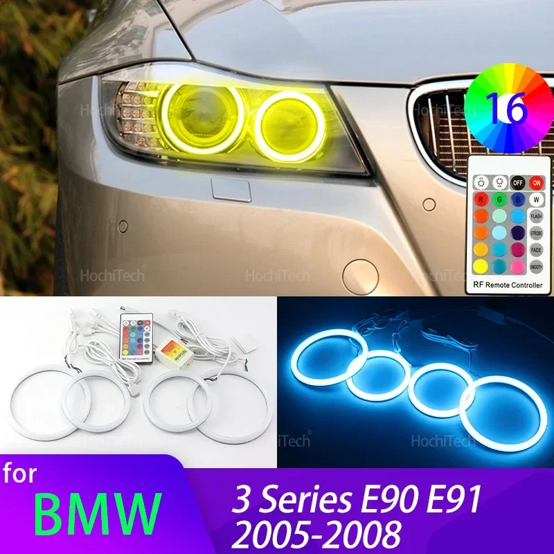 

Для BMW 3 серии E90 E91 2005 2006 2007 2008 аксессуары Высокое качество 16-цветный RGB хлопок светодиодные кольца «ангельские глазки» дневного света