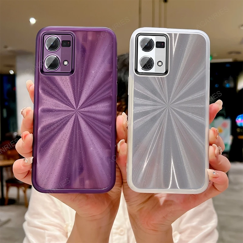 Glitter Gradient Silicone Case For Oppo Reno 7 4G 8 Z 5G Pro T Lite 8t Lens Protector Reno8 Reno7 7lite 8lite 7z 8z 8pro Cover