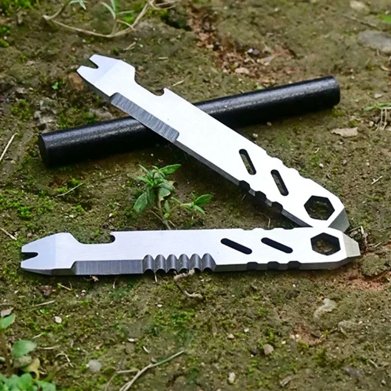 New Mini Stainless Steel Multifunctional Pry Bar, Mini EDC Hex Wrench, Bottle Opener, Portable Outdoor Bicycle Repair Tool