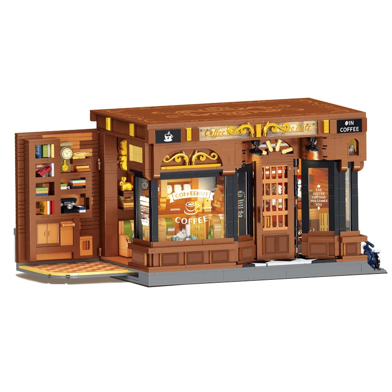 مقهى البيت وحدات المباني كتل مدينة عرض الشارع شقة مخزن العمارة الطوب أطقم منمذجة الكبار طفل هدية 1904 قطعة #6