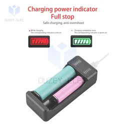 18650 Lithium Battery Charger 1/2 Slots Dual for 10440/14500/14650/16340/16650/18350/18500/18650 Charging 4.2V Rechargeable