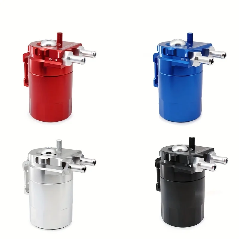 300ml Aluminum Universal Fuel Tank Compact Oil Catch Can Kit Baffled trap reservoir With Air Filter Black Red Blue Silver Alloy