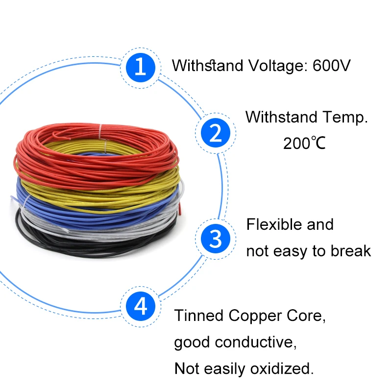 1/5M UL3135 kabel silikon lembut 30 28 26 24 22 20 18 16 14 12 10AWG kabel tembaga timah listrik tahan suhu tinggi