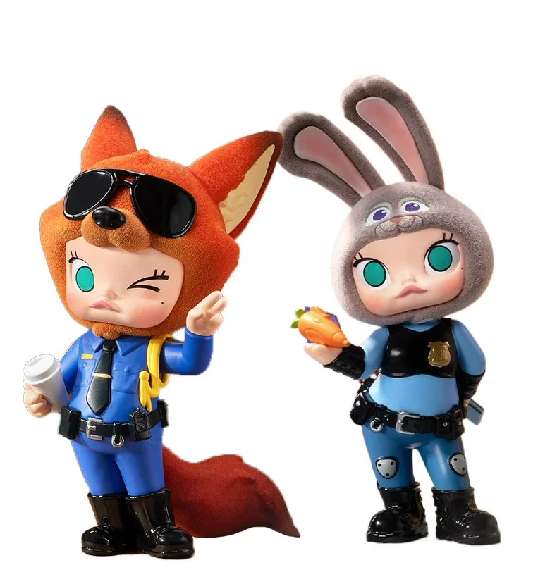 Autêntico pop mart molly × zootopia série caixa cega dos desenhos animados bonito molly judy nick brinquedo na moda brinquedo de natal em estoque