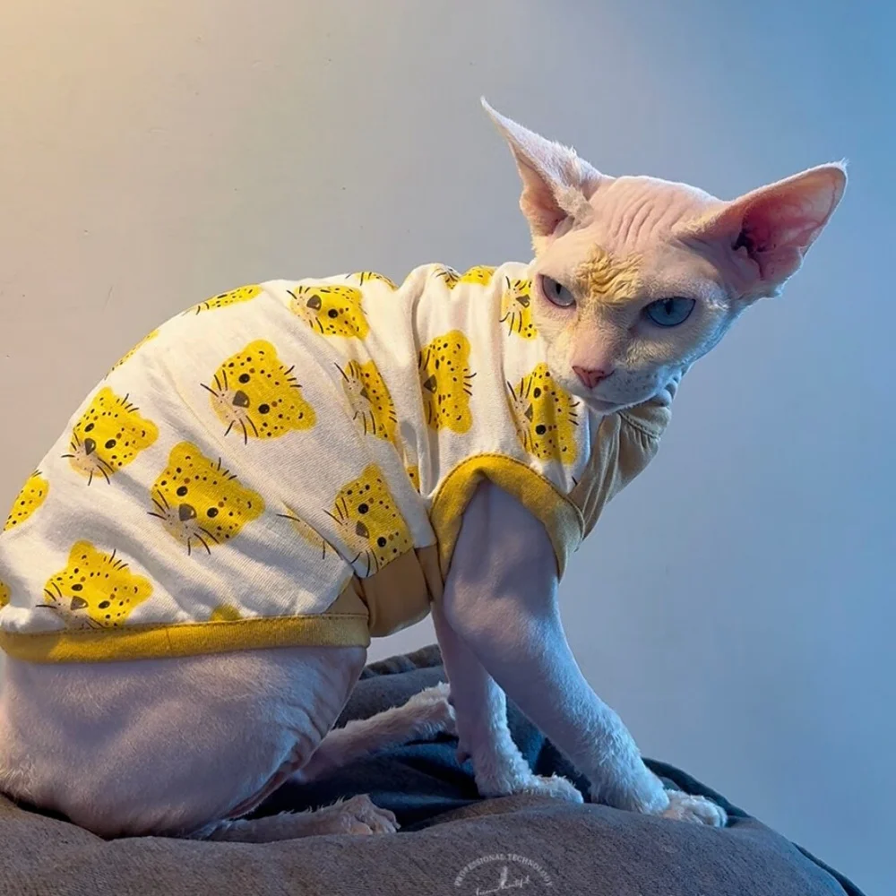 Chaleco algodón para gato Sphynx Devon Rex manga corta suave verano - imagen 4