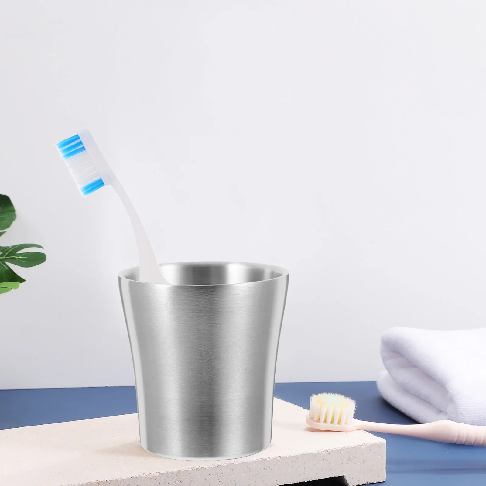 

1pc Stainless Steel Water Cup 180Ml Travel Toothbrush Holder Bathroom Tumbler Mug Ergonomic Lightweight Brush Cup Pencil