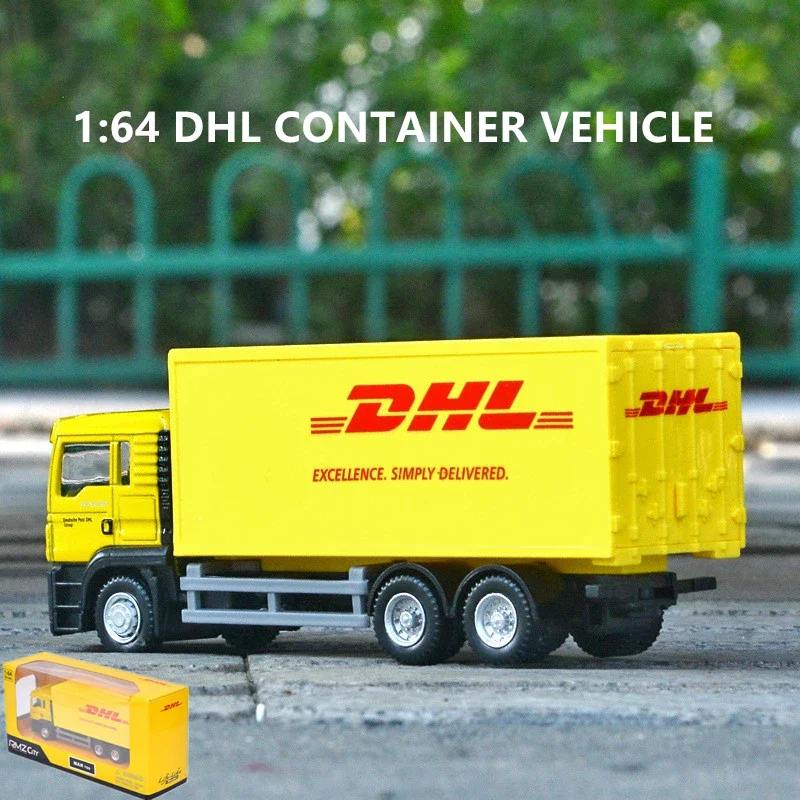 1/36 DHL Truck  Model Simulation  Toy Vehicle Alloy Pull Back Mini Car Replica Authorized Die Cast Toys Collection