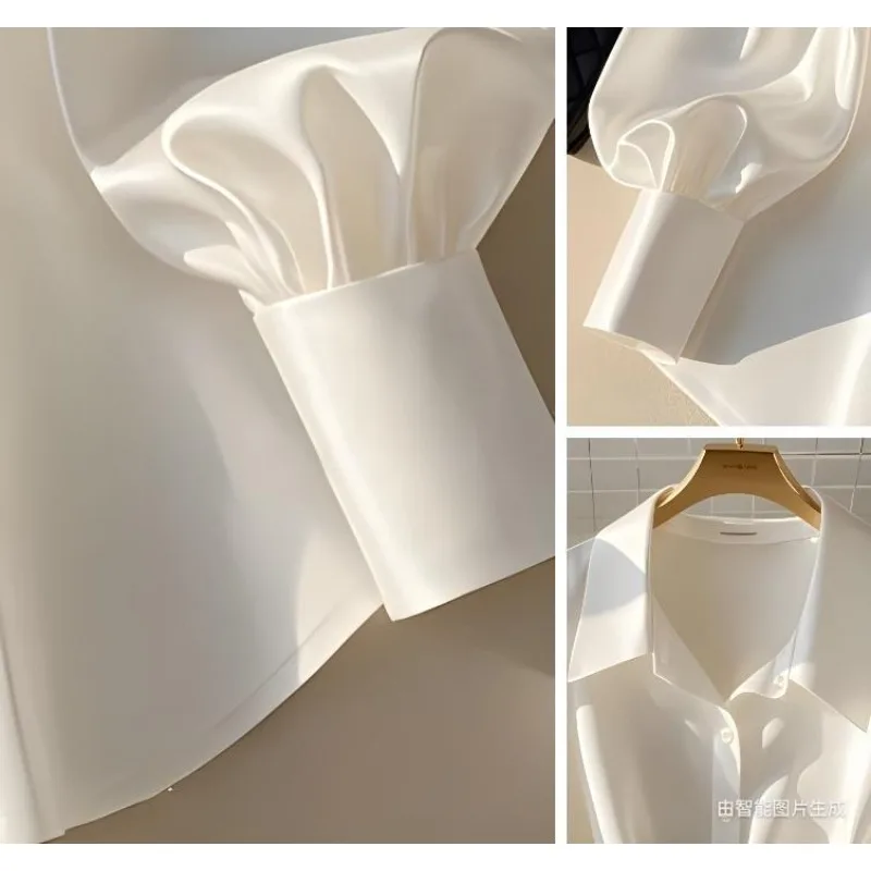 Women's Clothing Early Autumn White Blouses New French High-end Shirts Luxury Design White Shirts Tops Light Mature Style