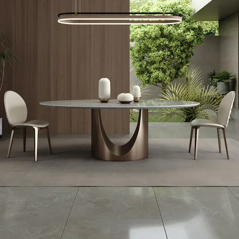 Mesas de Comedor Elegantes, Mesa Extensible, Multifuncional, para el Hogar, Muebles de Comedor, Mesa Ovalada de Lujo