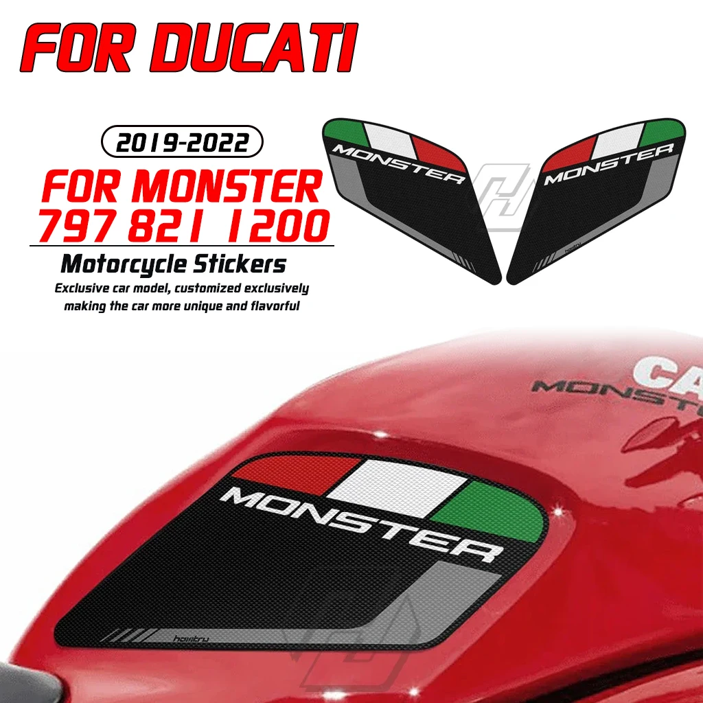 

For 797 821 1200 2017-2019 Ducati Monster Motorcycle Side Fuel Tank Pad Knee Kit Anti slip Stickers