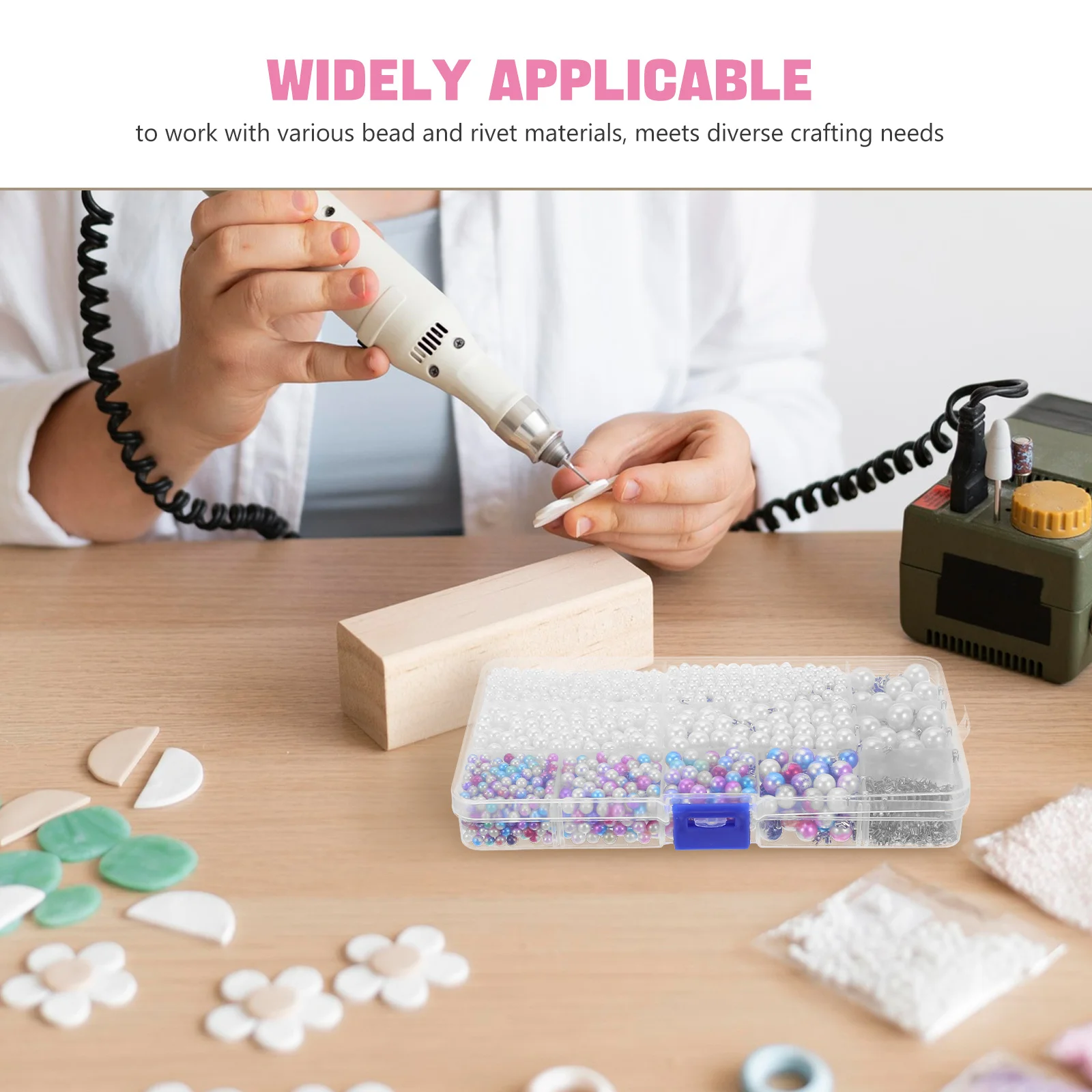 เครื่องตอกลูกปัดแบบมือถือ 1 ชุด สำหรับงาน DIY เครื่องประดับทำมือ อุปกรณ์ตอกลูกปัดแบบใช้มือ