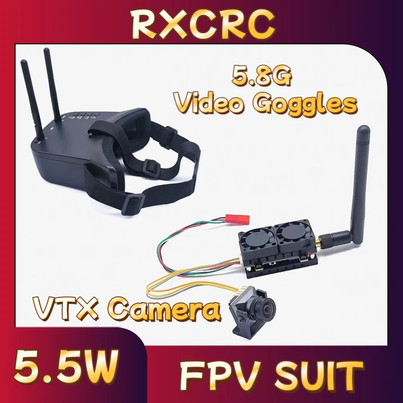 

RXC FPV Suit 5.5W Video Transmitter B19PRO 1500TVL Night vision Camera 3inch Receive Goggles for RC Long Range Fixed-wing Drones