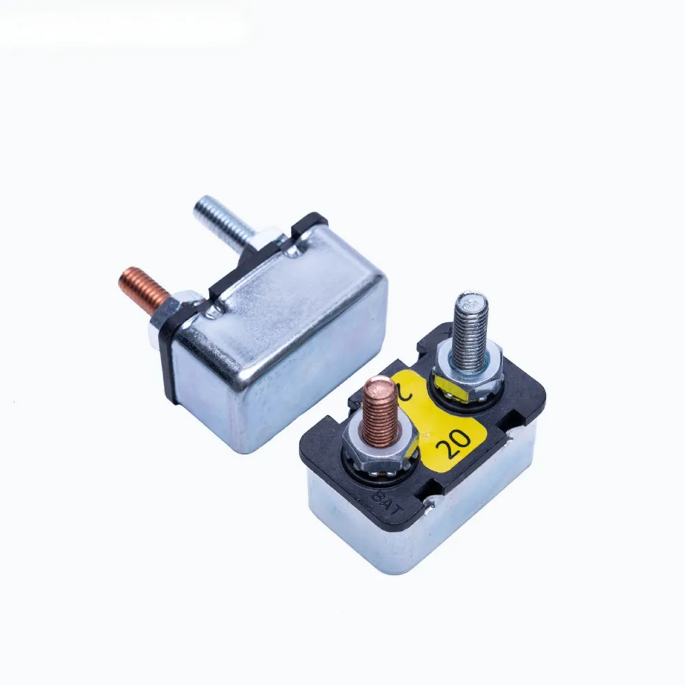 

Shortstop Type Circuit Breaker, 10/32 Stud, Automatic Reset, Metal Cover, 3-50A, Marine/Automotive