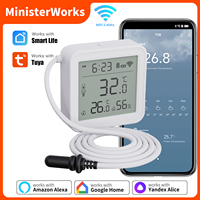 Tuya WiFi Temperature Humidity Sensor 1M External Sensor Cable Probe APP Remote Monitor Work With Alexa Yandex