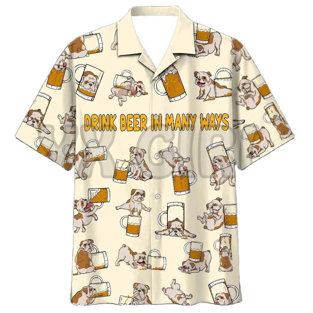 Männer Hemden Bier 3d Druck Hemd Männer Mode Einreiher Kurzarm Hawaiian Strand Casual Bluse Kleidung Teen