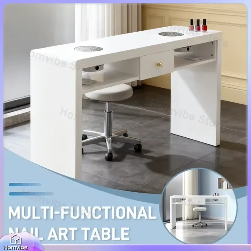 Modern Wooden Nail Salon Table with Built-in Dust Collector for Manicure Pedicure Stations Commercial Furniture for Nail