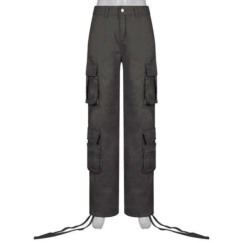 American Street Style Hip-hop Jeans. Mulheres Quatro Estações da Nova Moda Multi-bolso Design Macacão Casual. Jeans de Perna Reta