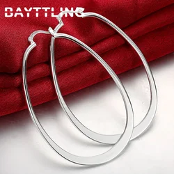 BAYTTLING 925 Sterling Silver Large Earrings For Women Fashion Simple Glossy Hoop Earrings Jewelry Accessories