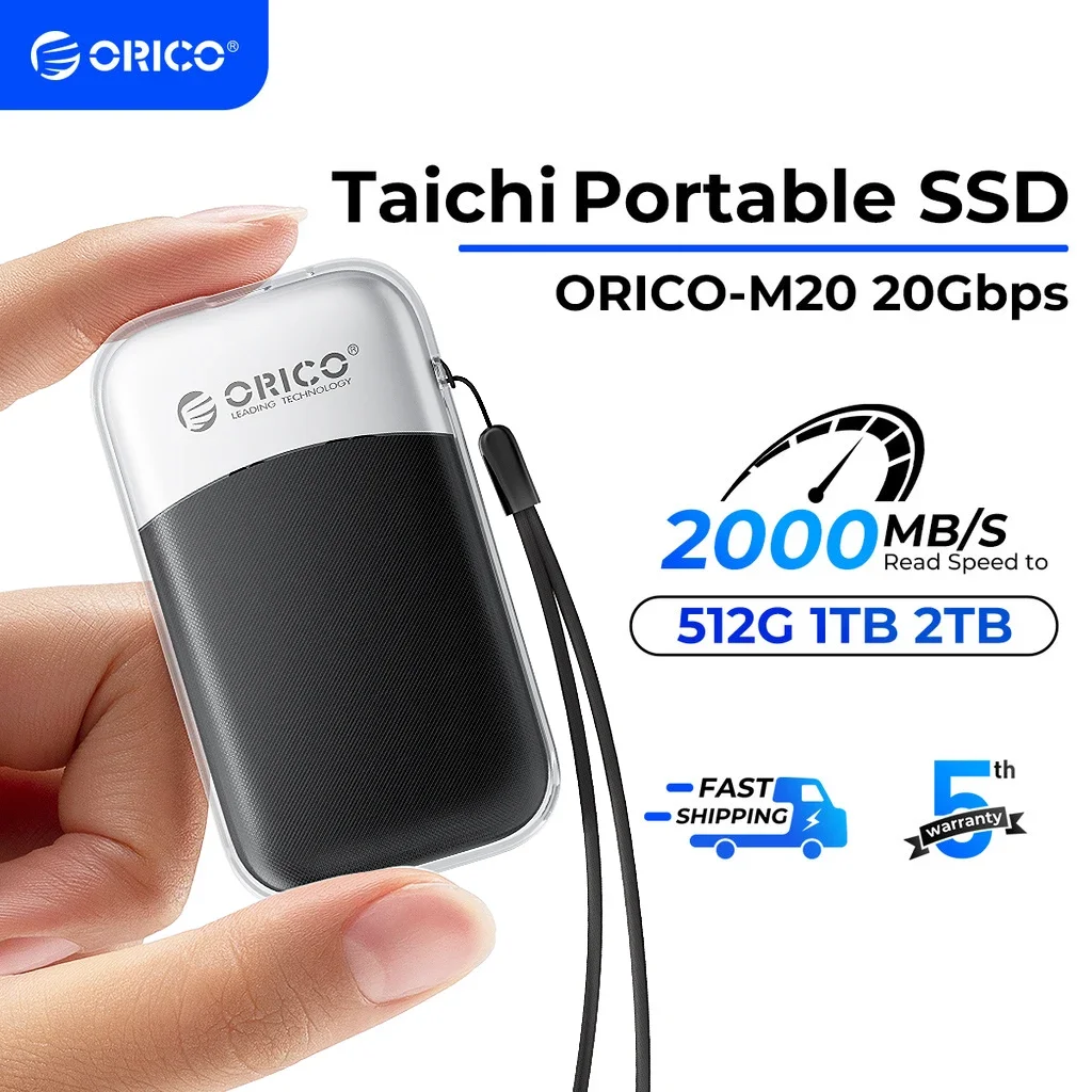 

Внешний твердотельный накопитель ORICO емкостью 1 ТБ, портативный твердотельный накопитель до 2000 МБ/с, надежное хранилище для ноутбуков типа C M20