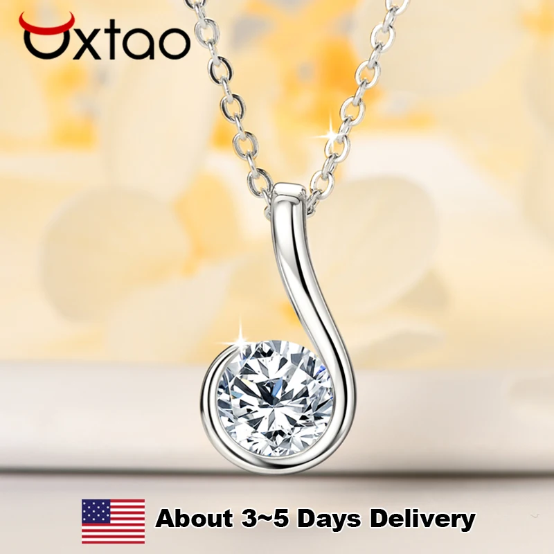 

OXTAO 6.5mm D VVS1 Moissanite Teardrop Pendant Necklace 925 Sterling Silver Chain Temperament Fashion Charm Female Jewelry Gift
