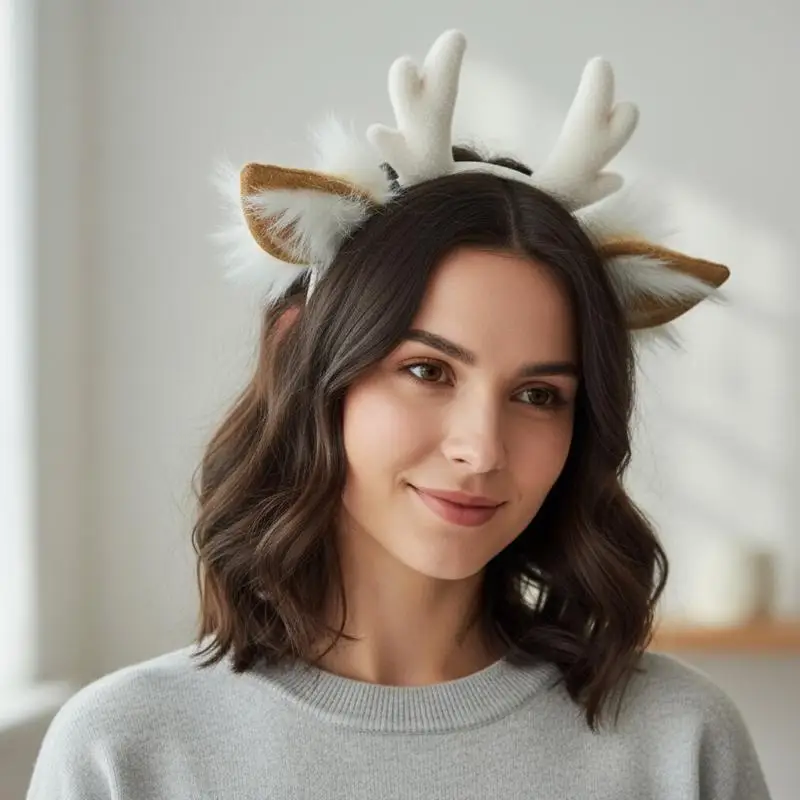 

2025 New Fabric Animal Ear Headbands Suitable For Adults Kids Christmas Birthday Celebration