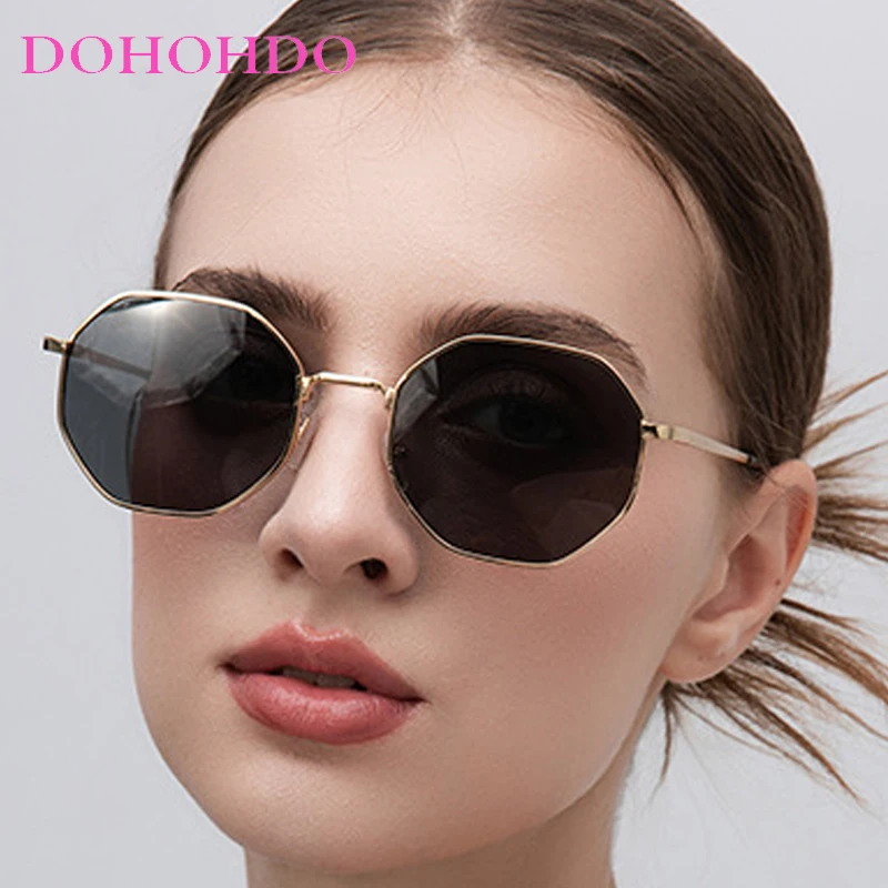 

High Quality Polygon Metal Women Sunglasses Vintage Trend Brand Designer Sunglass Men Outdoor Driving Shade Eyewear Lentes UV400