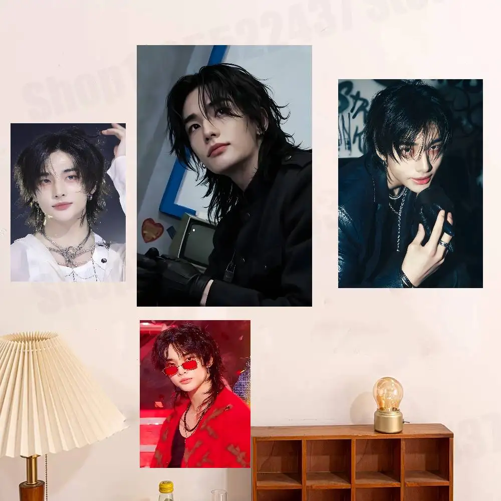 

H-Hyunjin Poster For Wall Prints for Living Room Bedroom Office Home Decoration Gift