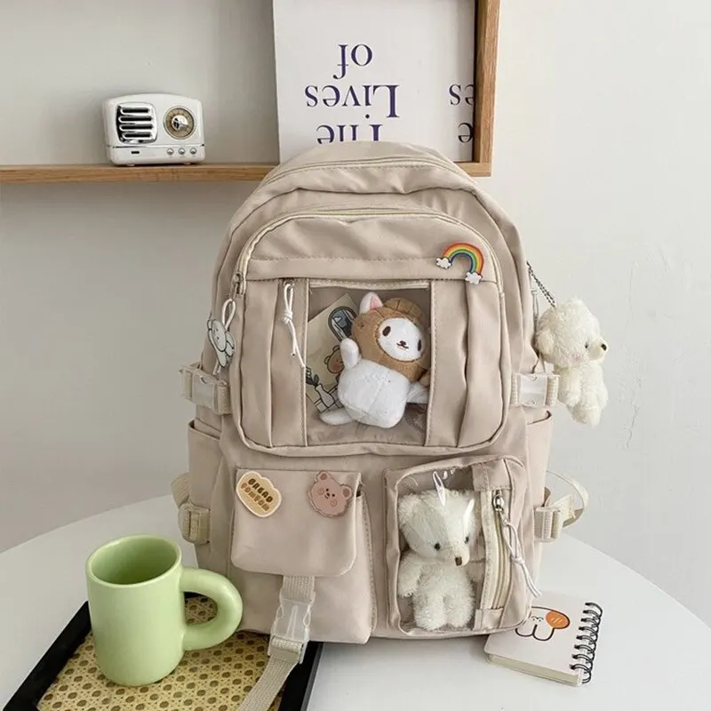 Mochila escolar de gran capacidad para estudiantes, morral escolar de retazos Kawaii para niños, bolso femenino