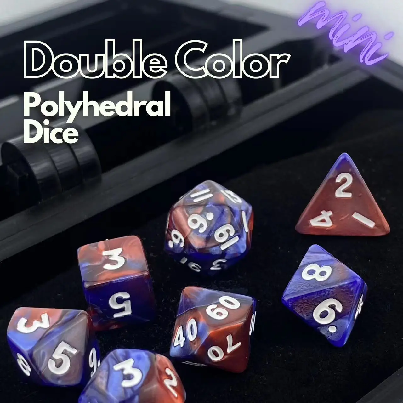 

Mini Polyhedral D&D Dual-Color Dice Set for RPG Tabletop Games, Resin Role-Playing Gaming Accessories