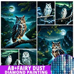 AB Fairy Dust Owl Diamond Painting New Arrival Aurora Snow Scenery Mosaic 5D Cross Stitch Embroidery Kits Full Drill Home Decor
