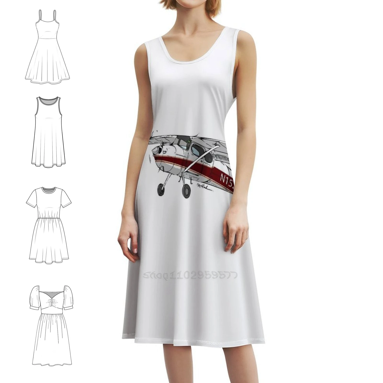 

Cessna 170 N152M Floral Smock Dress For Women Spring Summer Casual Dress For Party Cessna Bush Plane Cessna Bush Plane Women's