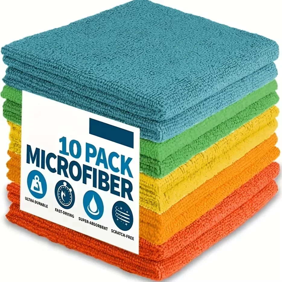 5/10/20pcs Kitchen Towel, Ultra-fine Fiber Light Gray Cleaning Cloth Set, Absorbent, Soft And Stain-removing Cloth view 5