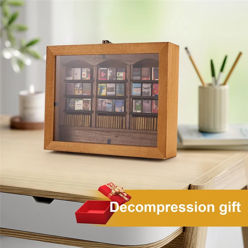 رف كتب صغير من BAAU، رف كتب يهز القلق الخاص بك، رف كتب مصغر، رف كتب صغير مصنوع يدويًا، كتاب مصغر #4