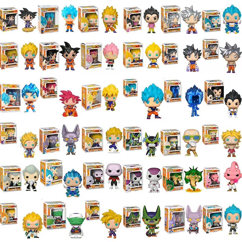 Funko POP Dragon Balls Goku Vegeta Golden Frieza Beerus Super Saiyan Z Gohan Perfect Cell Piccolo Future Trunks Model Toys Gifts