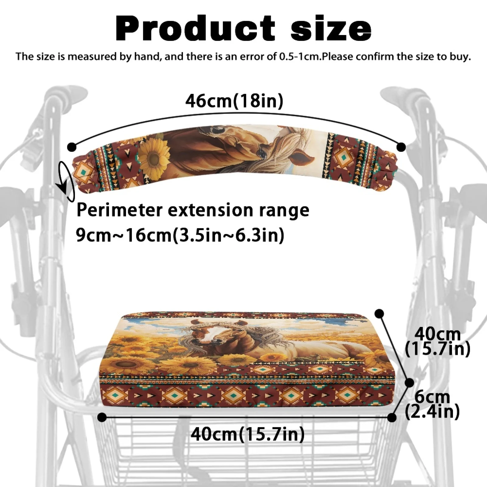 Coloranimal Sunflower 2 Pieces Set Walker Seat Cover Walker Seat Cushion Cover for Women Friends Street Scenes - view 6