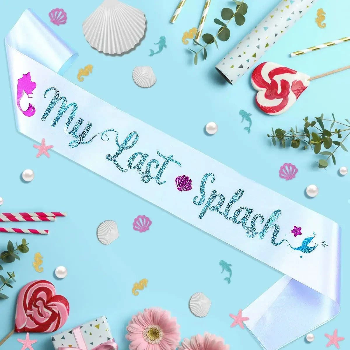 Mermaid Party Favors My Last Splash Sash Trading My Tail for A Veil Decorations for Bridal Shower Bachelorette Party Hen Party