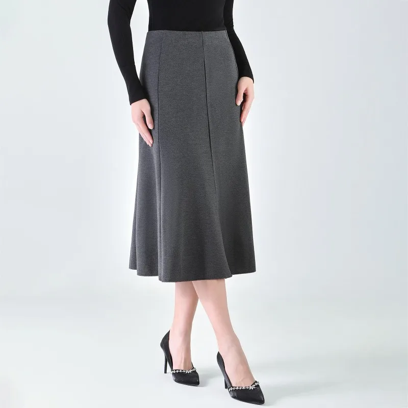 

Elegant A-shaped skirt, high waist and thin, drape splicing skirt, commuter office, high-end sense, solid color women's skirt