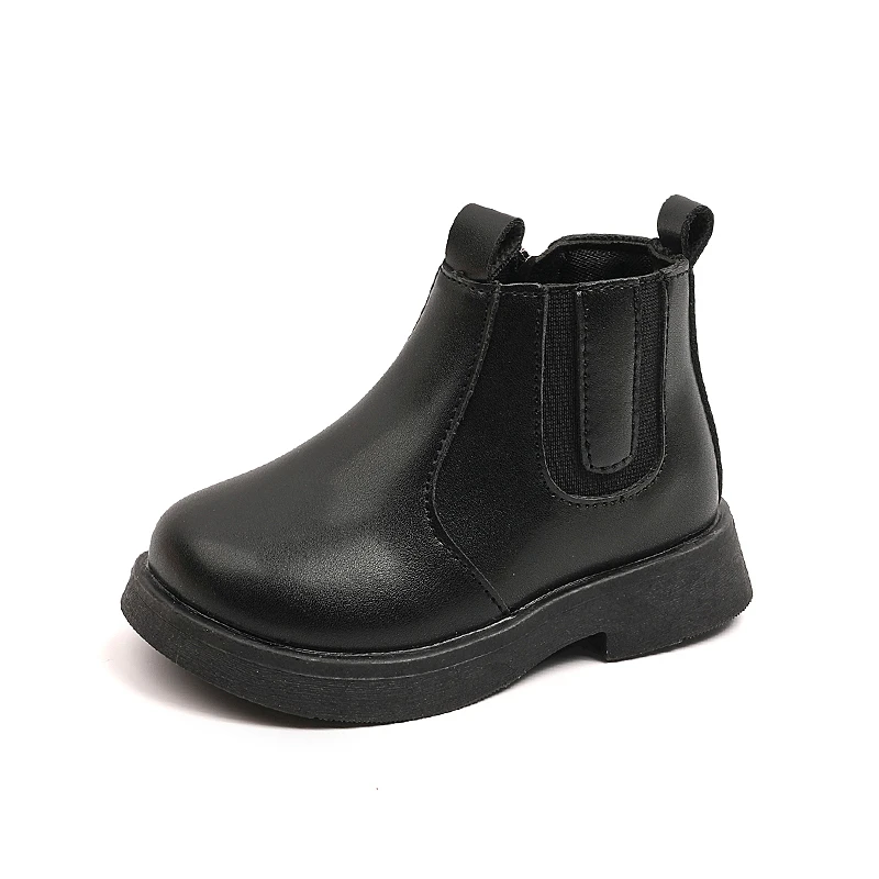 Children Short Boots Girls Side Zipper Closure Leather Boots Baby Soft Anti-slip Autumn Shoes Boys Handsome British Style Boots