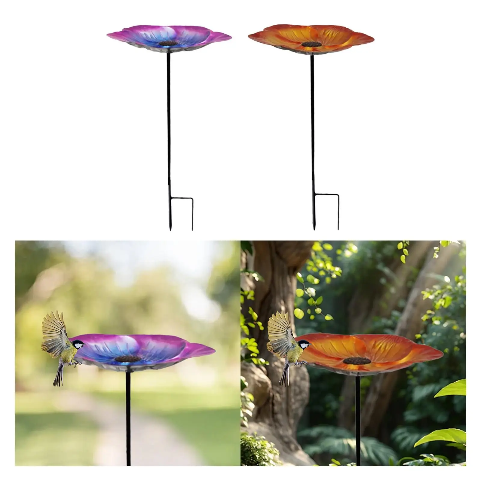 

Bird Bath Bowl Detachable Pole Iron Multipurpose Bird Watcher Gift Bird Feeder with Stake for Patio Gardens Lawn Yard Courtyard