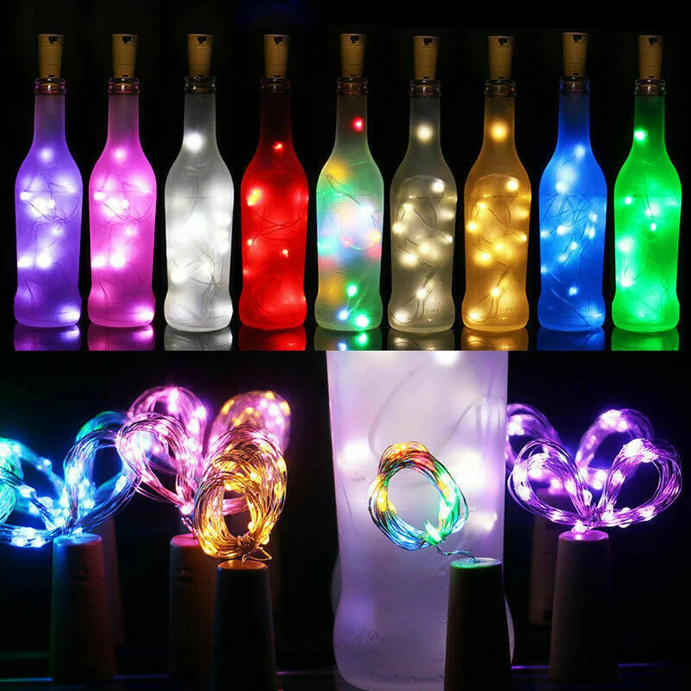 Solar Wine Bottle String Light 2M 20LEDs Copper Wire Fairy Lights Cork Shape Christmas Lamp for Wedding Party Garden Decor